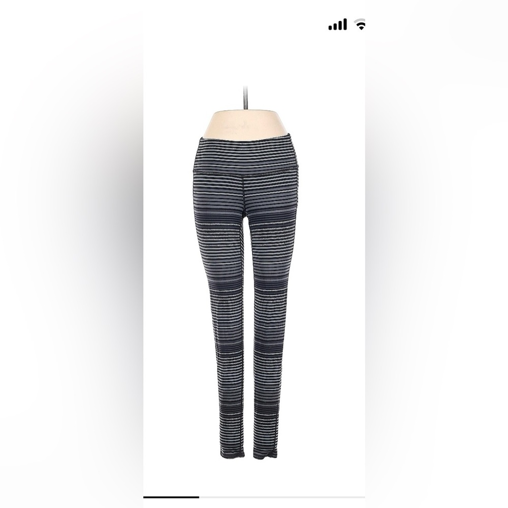 Athleta black striped leggings small